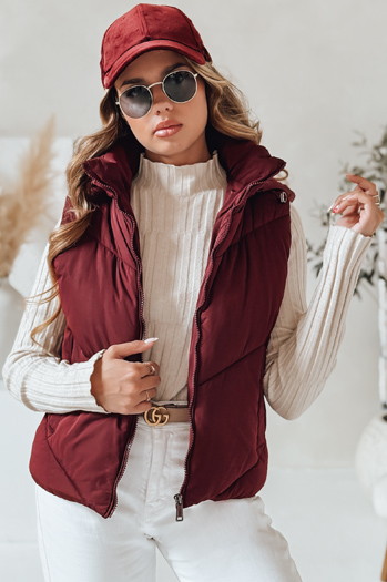 Kamizelka damska pikowana LIKEHUGS bordowa Dstreet TY4976