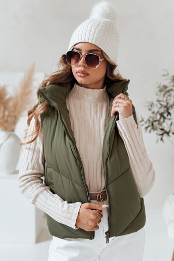 Kamizelka damska pikowana LIKEHUGS zielona Dstreet TY4977