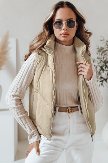 Kamizelka damska pikowana LIKEHUGS beżowa Dstreet TY4979