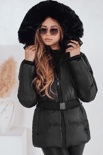 Kurtka damska zimowa pikowana z kapturem LOVELINA czarna Dstreet TY4981