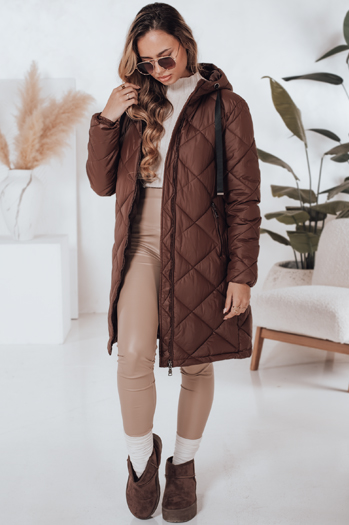 Kurtka zimowa damska SNOWVIBE brązowa pikowana Dstreet TY4989