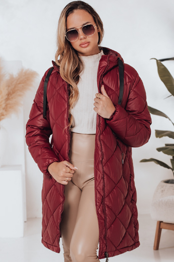 Kurtka zimowa damska SNOWVIBE bordowa pikowana Dstreet TY4996
