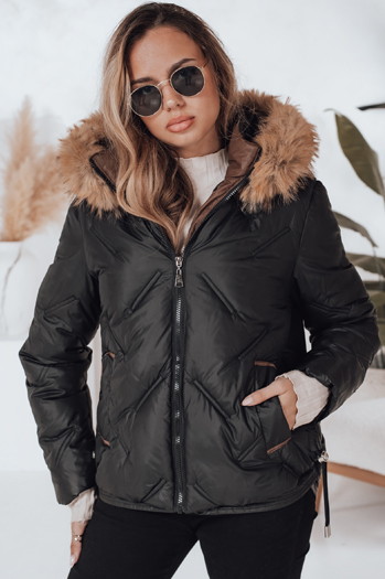 Kurtka damska zimowa COLDLIKE pikowana z kapturem czarna Dstreet TY5001