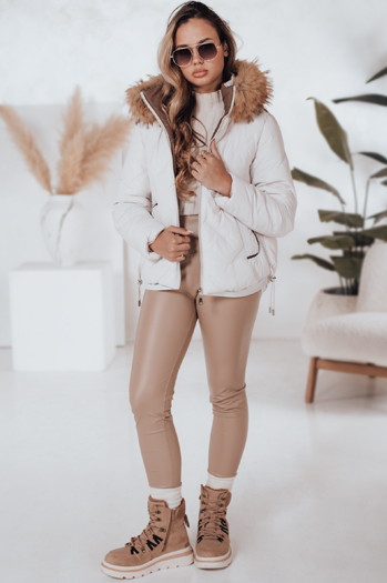 Kurtka damska zimowa COLDLIKE pikowana z kapturem biała Dstreet TY5002