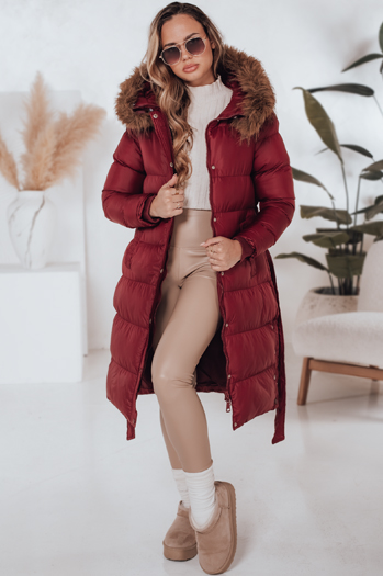 Kurtka zimowa damska pikowana z futerkiem STYLEBELLA czerwona Dstreet TY5008