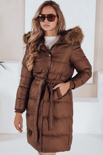 Kurtka zimowa damska pikowana z futerkiem STYLEBELLA brązowa Dstreet TY5009