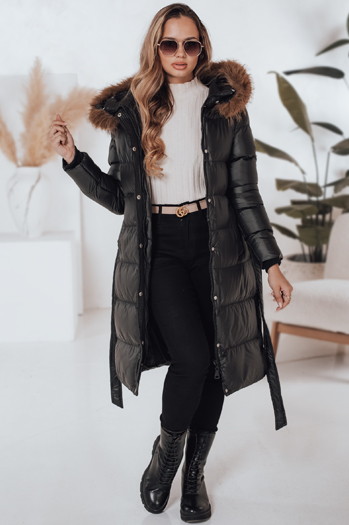 Kurtka zimowa damska pikowana z futerkiem STYLEBELLA czarna Dstreet TY5010