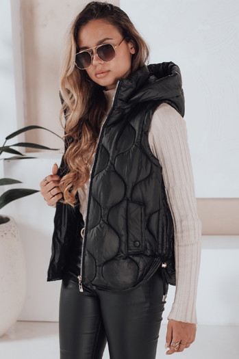 Kamizelka damska pikowana z kapturem MISSVEST czarna Dstreet TY5018