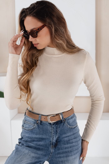 Damski sweter półgolf TARLENA ecru Dstreet MY2482