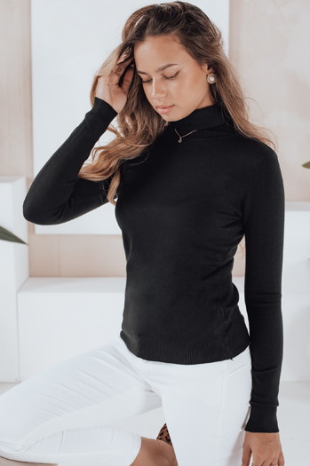 Damski sweter z golfem VANORIA czarny Dstreet MY2488