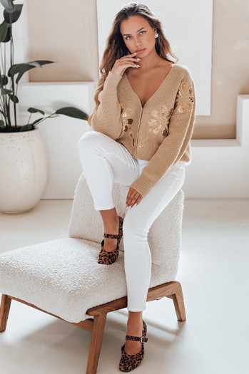 Damski kardigan KERINDA kamelowy Dstreet MY2501