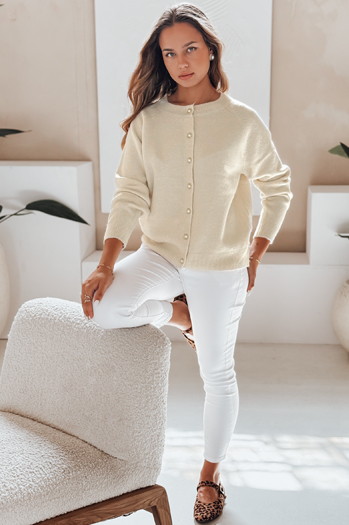 Damski sweter zapinany SELINA ecru Dstreet MY2515