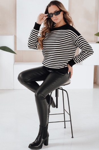 Damski sweter w paski ELVARA czarny Dstreet MY2524