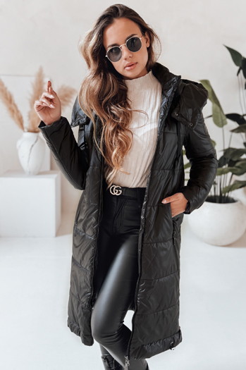 Kurtka damska przejściowa ORVITA pikowana z kapturem czarna Dstreet TY5024