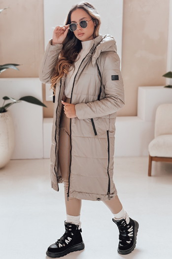 Kurtka damska przejściowa ORVITA pikowana z kapturem beżowa Dstreet TY5026