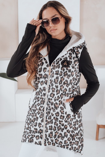 Kamizelka damska pikowana w panterkę ELMERA biała Dstreet TY5028