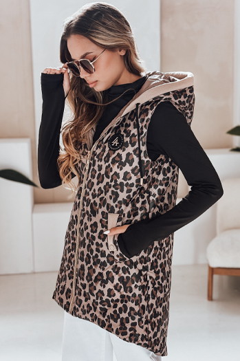 Kamizelka damska pikowana w panterkę ELMERA kamelowa Dstreet TY5029