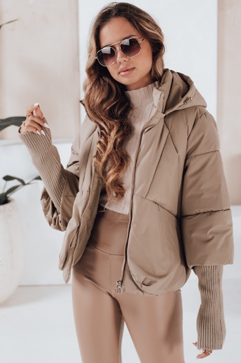 Kurtka damska zimowa MISSLAYER z kapturem kamelowa Dstreet TY5035