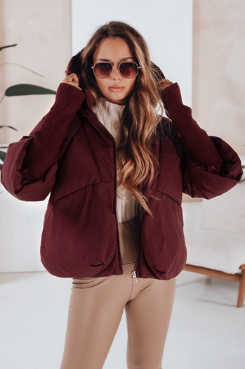 Kurtka damska zimowa MISSLAYER z kapturem burgundowa Dstreet TY5037