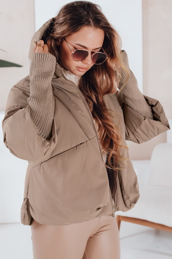 Kurtka damska zimowa MISSLAYER z kapturem ciemnobeżowa Dstreet TY5038