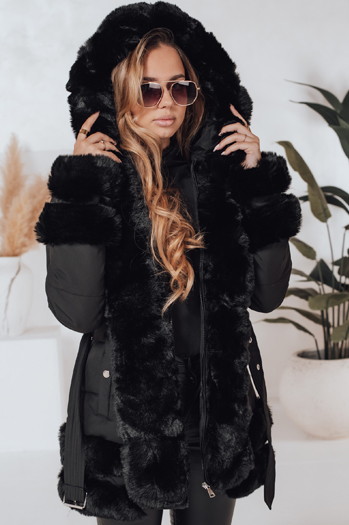 Kurtka damska zimowa CITYGLANCE z futerkiem czarna Dstreet TY5045