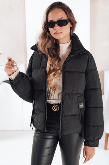 Kurtka zimowa damska pikowana z kapturem czarna Dstreet TY5064