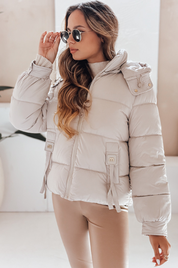 Kurtka damska pikowana z kapturem beżowa Dstreet TY5066