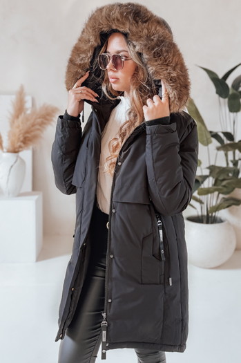 Kurtka zimowa damska parka z kapturem czarna Dstreet TY5080