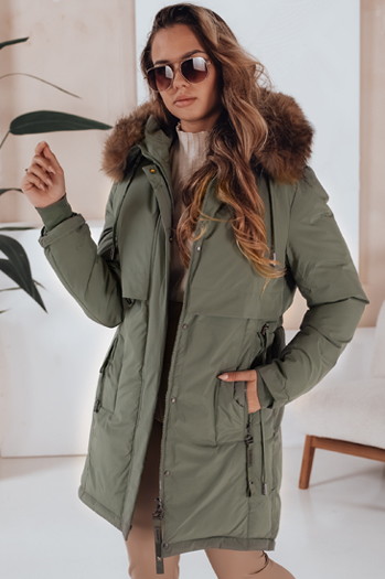 Kurtka zimowa damska parka z kapturem zielona Dstreet TY5081