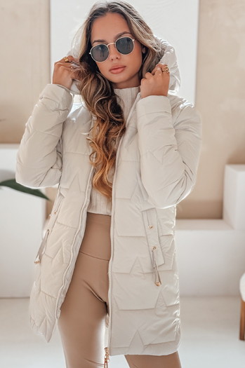 Kurtka zimowa damska pikowana z kapturem jasnoszara Dstreet TY5092