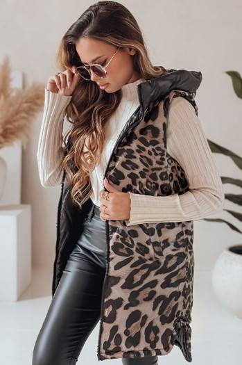 Kamizelka damska dwustronna z kapturem czarna Dstreet TY5094