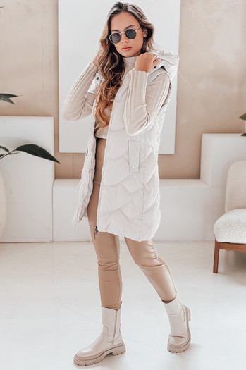 Kamizelka damska ocieplana pikowana jasnoszara Dstreet TY5102