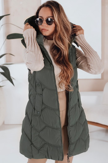 Kamizelka damska ocieplana pikowana zielona Dstreet TY5103