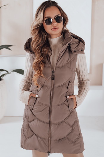 Kamizelka damska ocieplana pikowana latte Dstreet TY5104