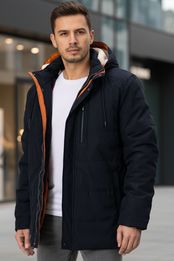 Kurtka męska zimowa z kapturem granatowa Dstreet TX5043