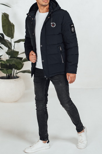 Kurtka męska zimowa pikowana z kapturem granatowa Dstreet TX5054