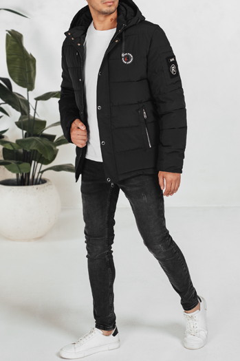 Kurtka męska zimowa pikowana z kapturem czarna Dstreet TX5055