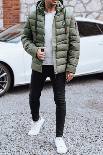 Kurtka męska zimowa pikowana z kapturem zielona Dstreet TX5058