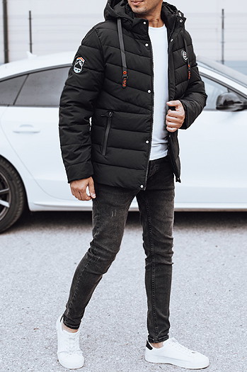 Kurtka męska zimowa pikowana z kapturem czarna Dstreet TX5059