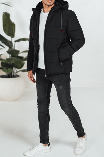Kurtka męska zimowa pikowana z kapturem czarna Dstreet TX5060