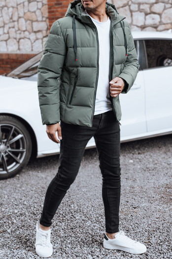 Kurtka męska zimowa pikowana z kapturem szara Dstreet TX5061