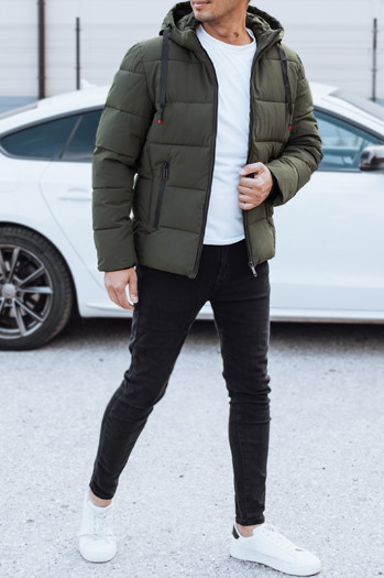 Kurtka męska zimowa pikowana z kapturem zielona Dstreet TX5066