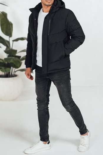 Kurtka męska zimowak pikowana z kapturem czarna Dstreet TX5069