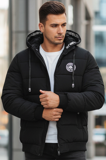 Kurtka męska zimowa pikowana z kapturem czarna Dstreet TX5072