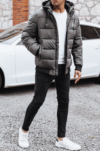 Kurtka męska zimowa pikowana z kapturem szara Dstreet TX5073