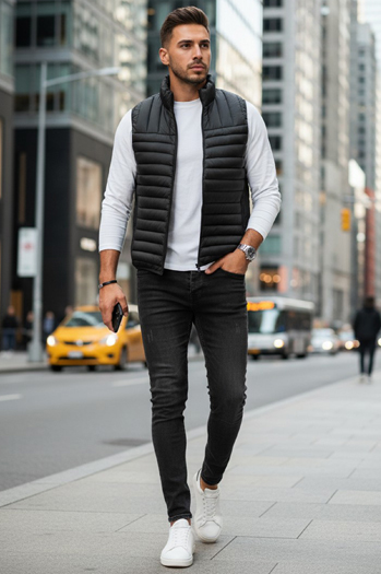 Kamizelka męska pikowana czarna Dstreet TX5084