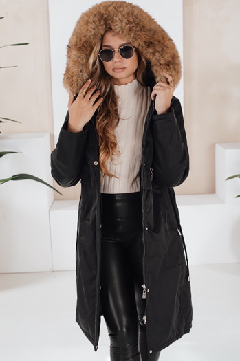 Kurtka zimowa damska parka z futerkiem czarna Dstreet TY5110