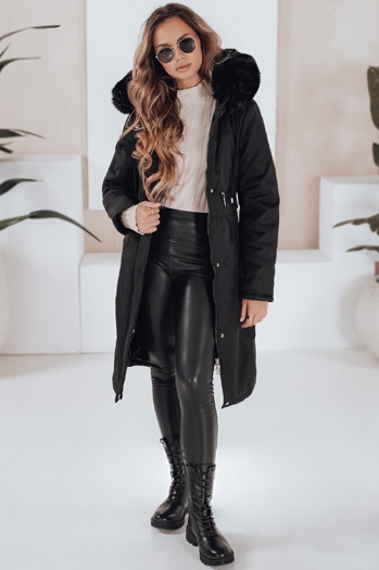 Kurtka zimowa damska parka z futerkiem czarna Dstreet TY5111