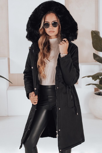 Kurtka zimowa damska parka z futerkiem czarna Dstreet TY5113