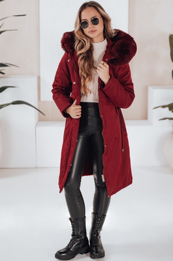 Kurtka zimowa damska parka z futerkiem bordowa Dstreet TY5114
